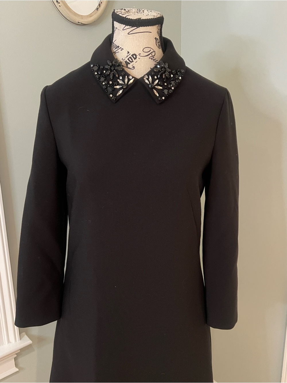 Kate Spade Black A-line Dress w/ Jewel Adorned Collar | Size 4 | Great Condition - Picture 8 of 15